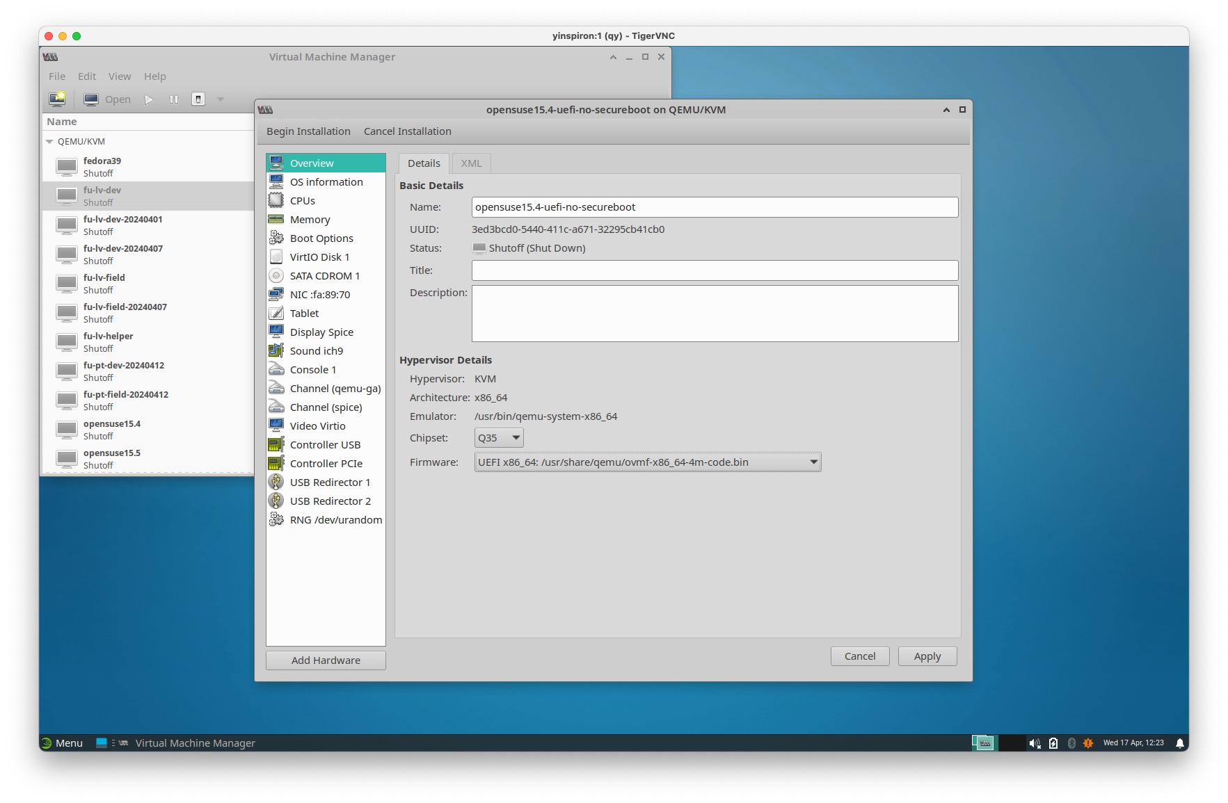 VM with firmware explicitly specified